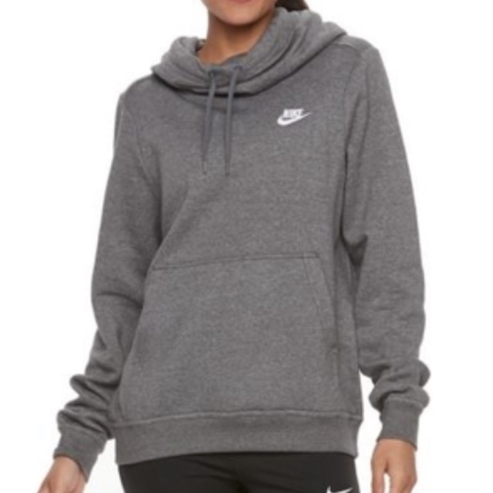 gray funnel neck nike hoodie women’s